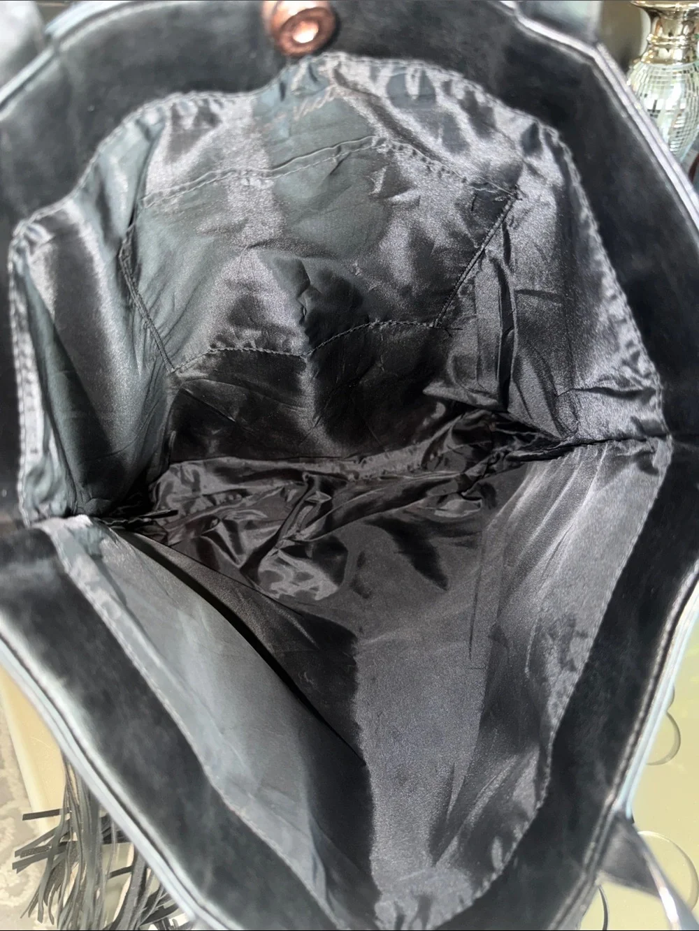 VICTORIA’S SECRET Flirty Fringe Tote Bag Black Faux Leather Limited Edition